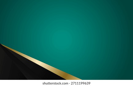 design de fundo abstrato verde com ilustração vetor de elementos dourados elegante