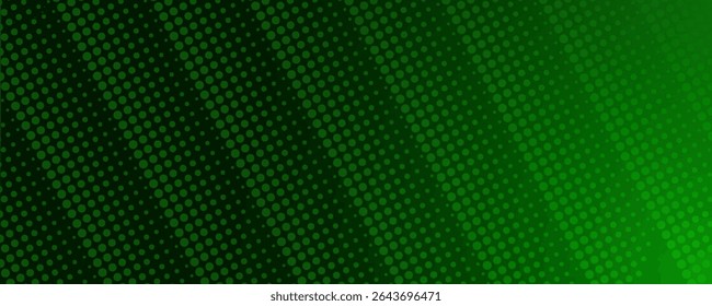 Green abstract background diagonal geometric shape with halftone. Modern fiber textured vector