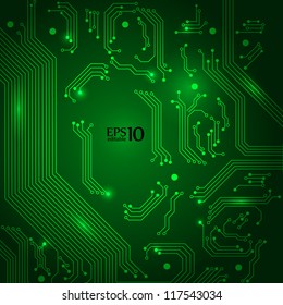 Green abstract background of digital technologies . Vector illustration.