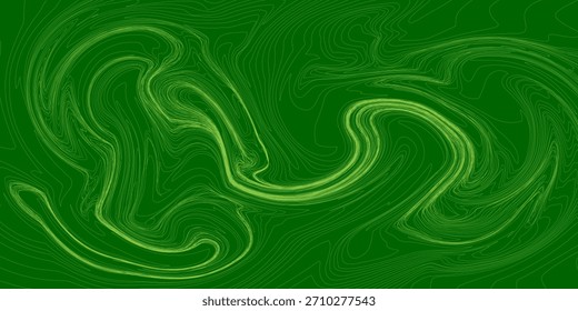 Fondo abstracto verde con líneas de contorno en remolino sobre un fondo ecológico. Se asemeja a la topografía fluida o a las ondas de mármol con una estética moderna