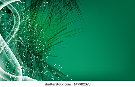 green abstract background and fireworks