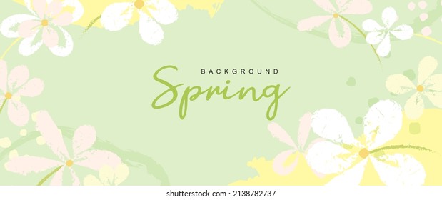 Fondo abstracto verde con flores. Ilustración vectorial de primavera para el diseño de pancartas, carteles, web, publicidad, eventos, folletos de invitación y venta