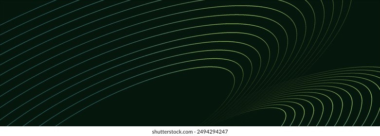 Fondo abstracto verde con líneas curvas que fluyen. Patrón de línea curva de degradado azul y verde minimalista. Elementos de diseño modernos. Concepto futurista.