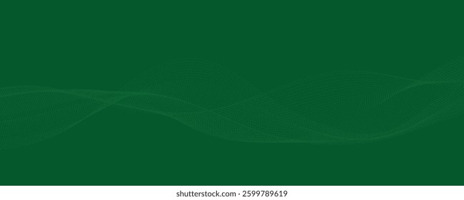 Green Abstract Background with Flowing Wavy Lines