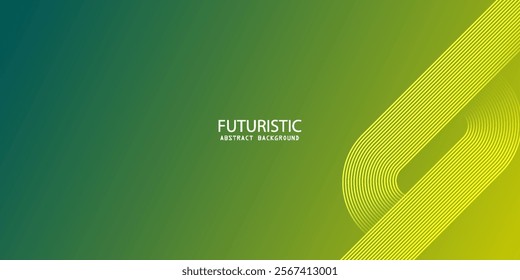green abstract background. Geometric round lines pattern. Modern shiny green gradient lines. Futuristic technology graphic design Vector EPS 10