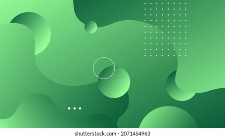 Green abstract background with geometric shapes gradient. Dynamic textured geometric element design with dots decoration. Minimal trendy gradient colors. Eps10 vector 