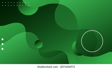 Green abstract background with geometric shapes gradient. Dynamic textured geometric element design with dots decoration. Minimal trendy gradient colors. Eps10 vector 