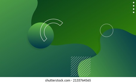 Green abstract background with geometric shapes gradient.  Fluid gradient shapes composition. Futuristic design posters. Eps10 vector