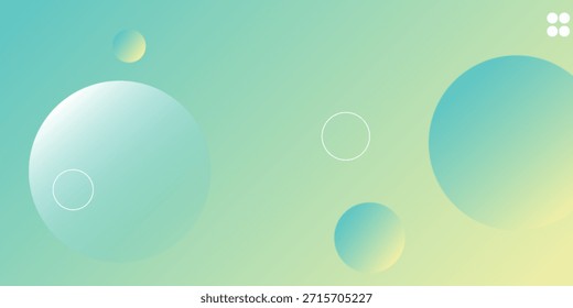 Fondo abstracto verde con gradiente de Formas geométricas. Diseño de Anuncio de Vector abstracto de círculo. 
Composición de Formas de degradado abstracto de moda. Vector Eps10. Plantilla de página de destino
