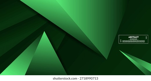 Green abstract background with geometric triangles and trendy shape patterns. Simple and elegant banner background. Vector eps10