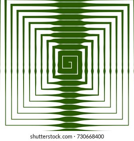  Green Abstract background - geometrical. Vector Striped Square Line. Square spiral symbol.