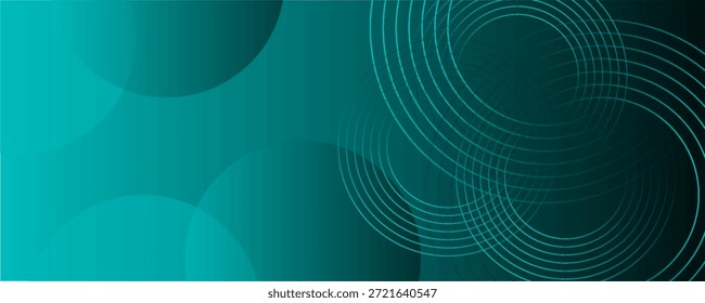 Fundo abstrato verde com círculos brilhantes. Padrão de linhas circulares giratórias. Espiral geométrica. Elemento de giro. Design gráfico moderno. Conceito de tecnologia futurista. Ilustração vetorial