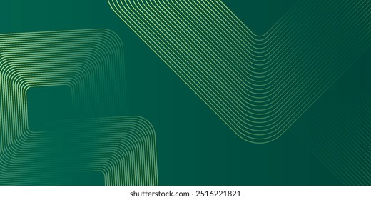 Fondo abstracto verde con líneas geométricas brillantes. Moderno gradiente redondeado patrón de líneas cuadradas. Concepto futurista. Traje para el Anuncio, folleto, cubierta, cartel, Sitio web, volante. Ilustración vectorial