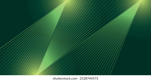 Fondo abstracto verde con líneas geométricas brillantes. Moderno gradiente redondeado patrón de líneas cuadradas. Concepto futurista.