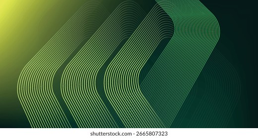 Fondo abstracto verde con líneas geométricas brillantes. Moderno gradiente redondeado patrón de líneas cuadradas. Concepto futurista. Traje para el Anuncio, folleto, cubierta, cartel, Sitio web, volante. Ilustración vectorial