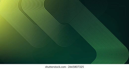 Fondo abstracto verde con líneas geométricas brillantes. Moderno gradiente redondeado patrón de líneas cuadradas. Concepto futurista. Traje para el Anuncio, folleto, cubierta, cartel, Sitio web, volante. Ilustración vectorial