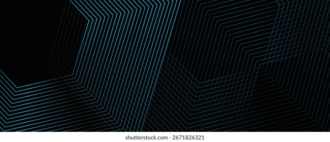 Grüner abstrakter Hintergrund mit leuchtenden geometrischen Linien. Modernes Farbverlauf gerundete quadratische Linien Muster. Futuristisches Konzept.