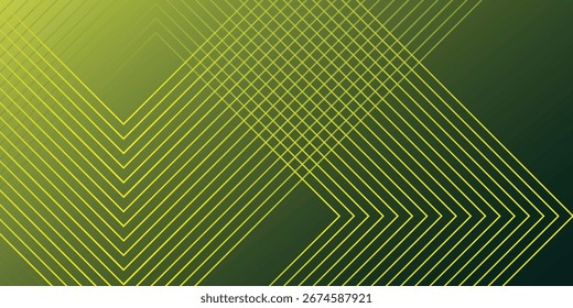 Green abstract background with glowing geometric lines. Modern gradient rounded square lines pattern. background pattern tecnology eps10