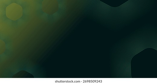 Fundo abstrato verde com linhas geométricas brilhantes. Padrão de linhas quadradas arredondadas de gradiente moderno. Conceito futurista. Terno para banner, brochura, capa, cartaz, site, folheto. Ilustração vetorial