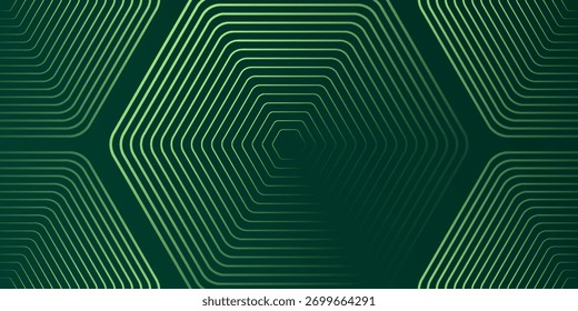 Fondo abstracto verde con líneas geométricas brillantes. Moderno gradiente redondeado patrón de líneas cuadradas. Concepto futurista.