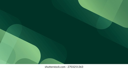 Green abstract background with glowing geometric lines. Modern gradient rounded square lines pattern. Futuristic concept. Vector ilustration