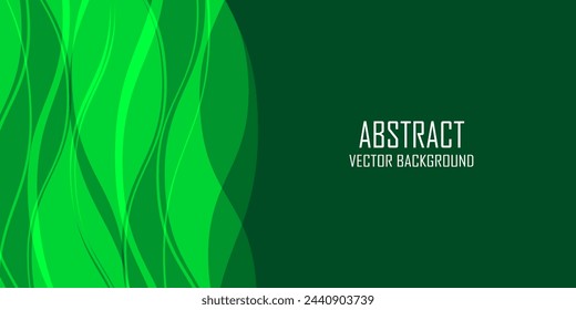 Green abstract background with glowing wave lines. Elegant wavy layer of overlap. Modern textured design. Sleek and clean light green banner template. Vector illustration