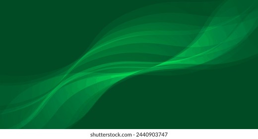 Fondo abstracto verde con líneas de onda brillantes. Elegante capa ondulada de superposición. Diseño texturizado moderno. Plantilla de banner verde claro elegante y limpio. Ilustración de vector