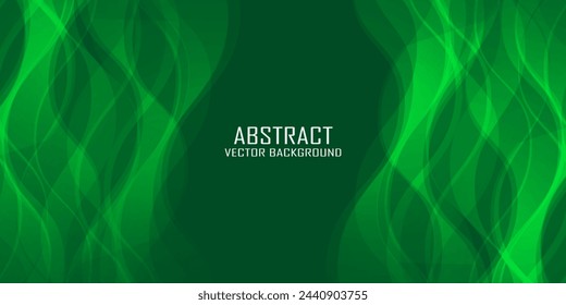Fondo abstracto verde con líneas de onda brillantes. Elegante capa ondulada de superposición. Diseño texturizado moderno. Plantilla de banner verde claro elegante y limpio. Ilustración de vector