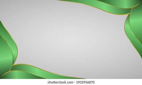 green abstract background with gold edge