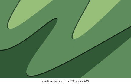 Green abstract background, gradient papercut design. Vector illustration