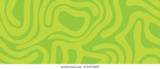 Fondo abstracto verde con patrón de líneas onduladas hipnóticas. Fondo fresco y natural, Ilustración vectorial eps10