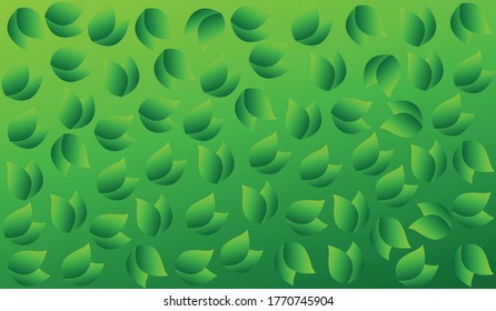 Green abstract background with Leaves Pattern,Green Illustration 3D Feeling Background,Vector Green Illustration backdrop.