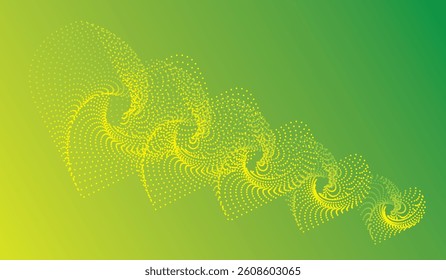 Green Abstract Background with light and bright grid halftone vortex love geometric design
