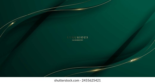 green abstract background with luxury golden elements vector illustration