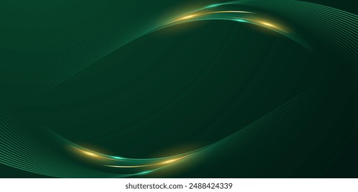 green abstract background with luxury golden elements vector illustration