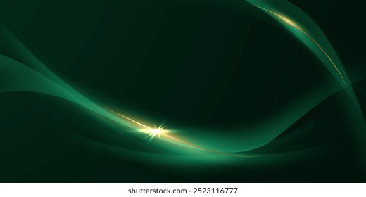 green abstract background with luxury golden elements vector illustration