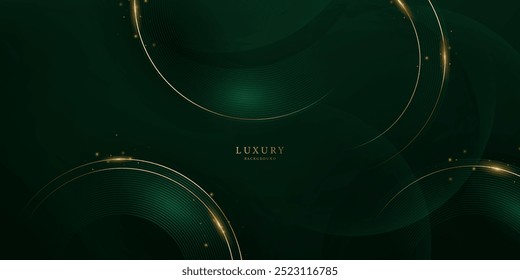 green abstract background with luxury golden elements vector illustration