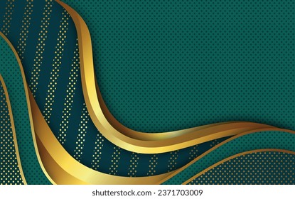 Fondo abstracto verde, diseño moderno de lujo con color dorado y espacio vacío para el texto	
