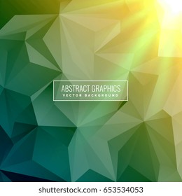green abstract background made with low poly triangles