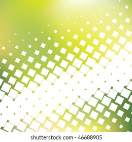 green abstract background with mosaic tiles, vector illustration