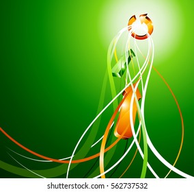 Fondo abstracto verde con flechas anaranjadas. Ilustración vectorial.