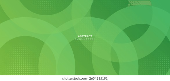 Green abstract background with overlapping circle shapes. smooth green gradient circle. Futuristic concept. Suit for cover, brochure, presentation, flyer, web