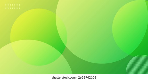 Green Abstract Background with Overlapping Gradient Circles and Halftone Elements


