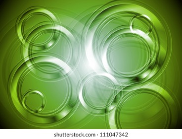 Green abstract background with rings. Eps 10 vector