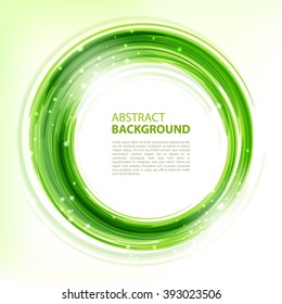 Green abstract background. Round eco template for business presentations with empty space for your text. Vector.