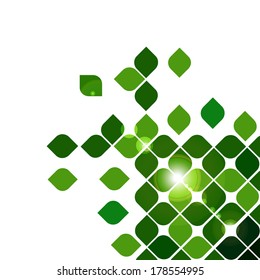 Green abstract background with Round square design