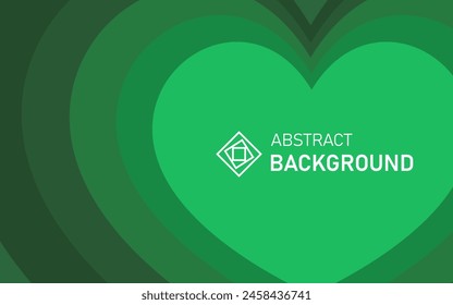Green, abstract background in the shape of a heart, in vector.