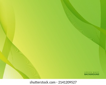 Green abstract background with shiny wave and lines. Abstract gradient green background vector with shiny shapes.