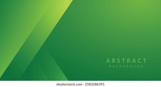 green abstract background simple banner vector. with yellow transparent overlapping shapes.