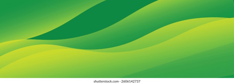 Green abstract background. Smooth curve shape graphic. Elegant clean soft texture. Modern design. Suitable for covers, headers, brochures, posters, banners, websites, presentations, wallpapers